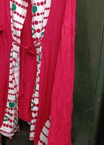 Funky Red Patterned Top Or Shrug