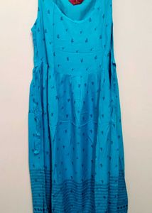Blue Printed Maxi top with detachable coat