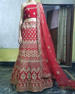 Red Embroidered Lehenga Choli Set