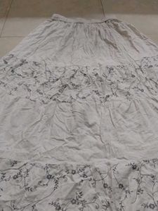 White Embroidered Maxi Skirt