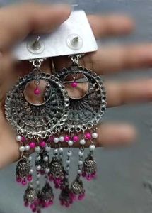 Oxidized Jhumka Earrings