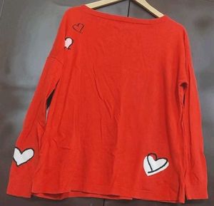 Red 🔴 Heart Printed Top For 40 Bust