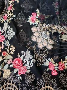 Black Floral Embroidered Pakistani Kurta Set