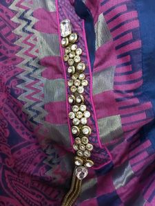 Blue kurti with brooch