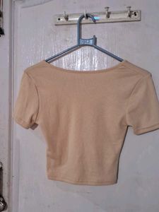 Beige Cropped T-Shirt