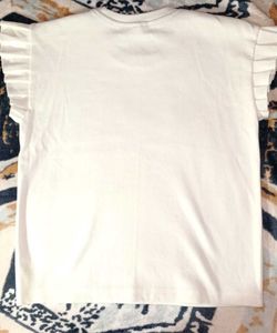 White Ruffle Sleeve T-Shirt