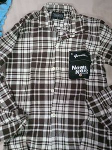 Brown &amp; White Plaid Shirt