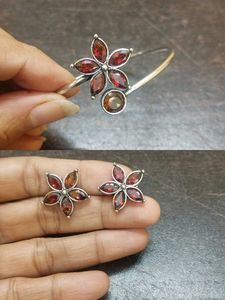 Green Flower Jewelry Set