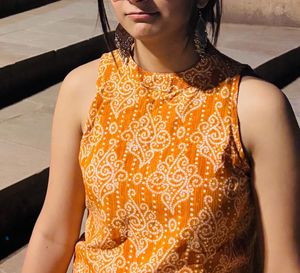 Orange Printed Kurti