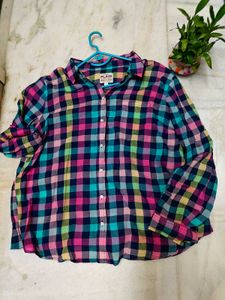 VIBRANT OVERSIZED CHECKED T SHIRT