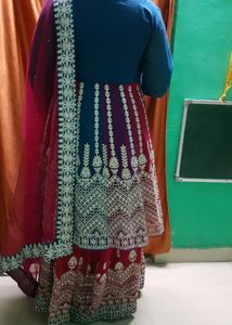 Indo Western Theam Lahenga And Crop Top