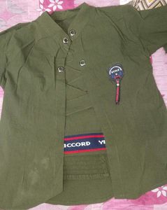 Olive Green Button-Up Shirt
