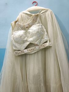 Cream Lehnga Choli Set (Price Drop)