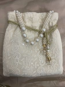 Lucknowi Chikankari Work elegant Embellished Potli