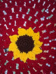Crochet Sunflower Back Clip