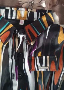 Abstract Print Button-Up Shirt