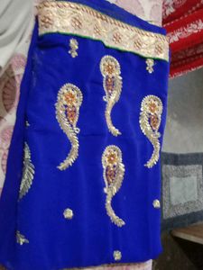 Royal Blue Embellished Saree