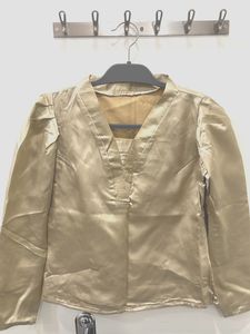 Gold Satin Puff Sleeve Top
