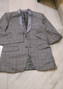 Stylish Grey Checked Suit Blazer for boys