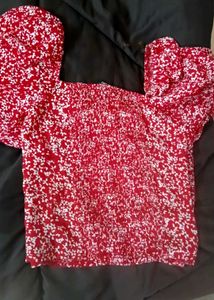 Zudio Red Floral Cropped Top