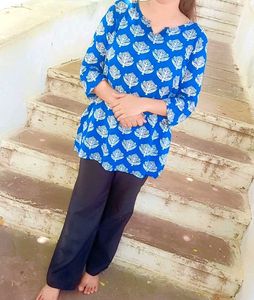 Blue Printed Top