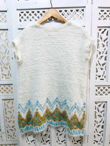 Imported White Patterned Cardigan C