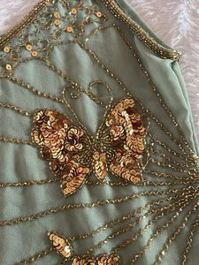 sage green y2k butterfly sequin top