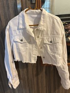 White Cropped Denim Jacket