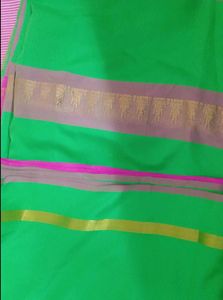 Elegant Green &amp; Pink Saree