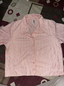 Pink Short Sleeve Button-Down Shirt