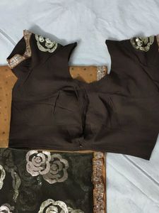 Sequence Work Saree And Stitched Blouse
