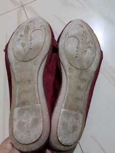 Burgundy Embellished Flats