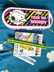 Snoopy Pencil Box, Colour Pencls,Scale