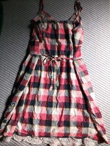 Chekered Plaid Embroidery Dress