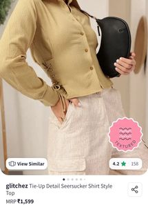 Tie-Up Seersucker Shirt Top