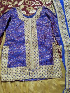 Blue And Golden Lehenga (Boutique Piece)