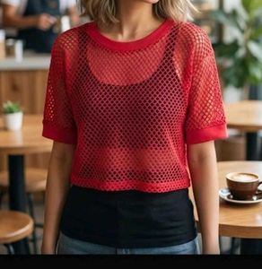 Trendy Mesh Sheer Top
