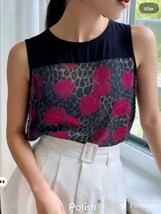 New with Tag Korean Rose Print Cute Top