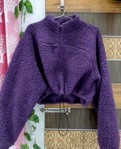 Neck High Crop Sweatshirt