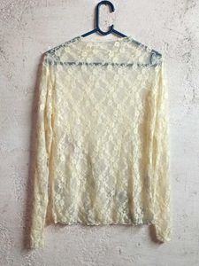 Ladies See-through Fashion Lace Top
