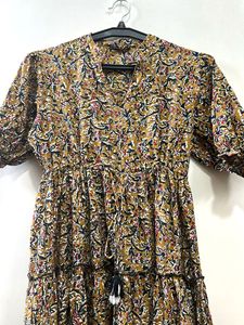 Boho Print Tiered Midi Dress (Size S)