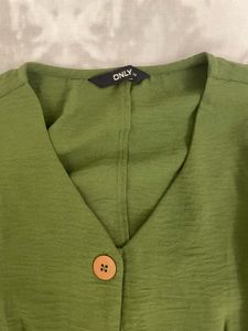 Only Green Colored Midi Shirt Dress