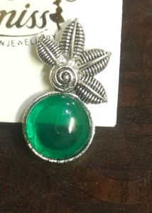 Green Stone Leaf Earrings