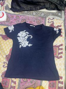 Flower Embroidery T Shirt