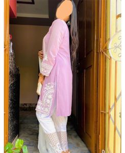Lilac Color Pakistani Embroidered 2 Piece Suit Set