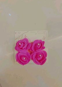 Pink Floral Hair Ties