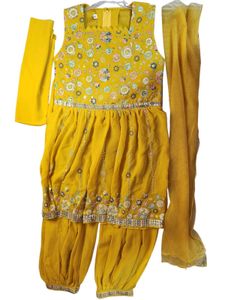 Mustard Embroidered afgani Salwar suit