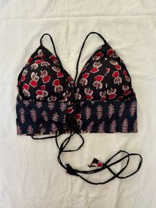 Double Side Wear Motif Print Bralette+short Kurti