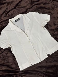 White Elegant Button-Down Shirt