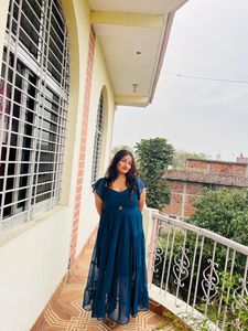 Teal Cutout Maxi Dress